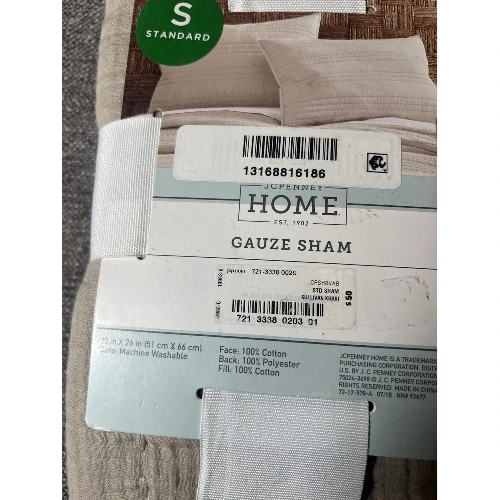 Set Of 1 Emma Shams JCPenney Home‎ Stone Sullivan Khaki Standard  20inx26in